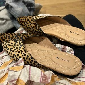 NWOB Birdies Women's Leopard Cheetah black mules slip ons size 9.5.